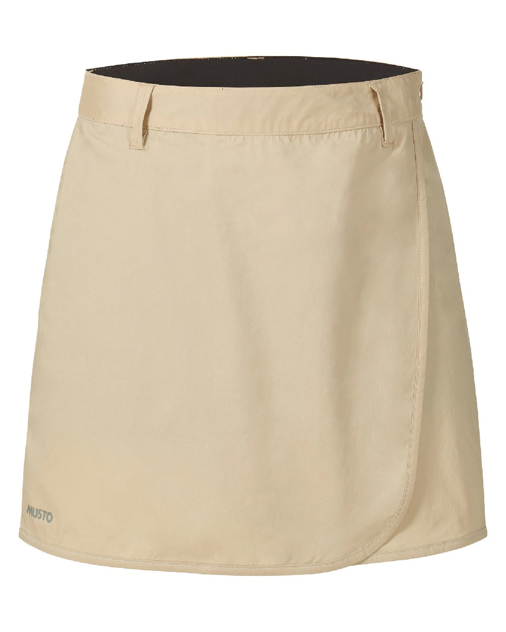 Beige coloured Musto Womens Fast Dry Skorts on white background 