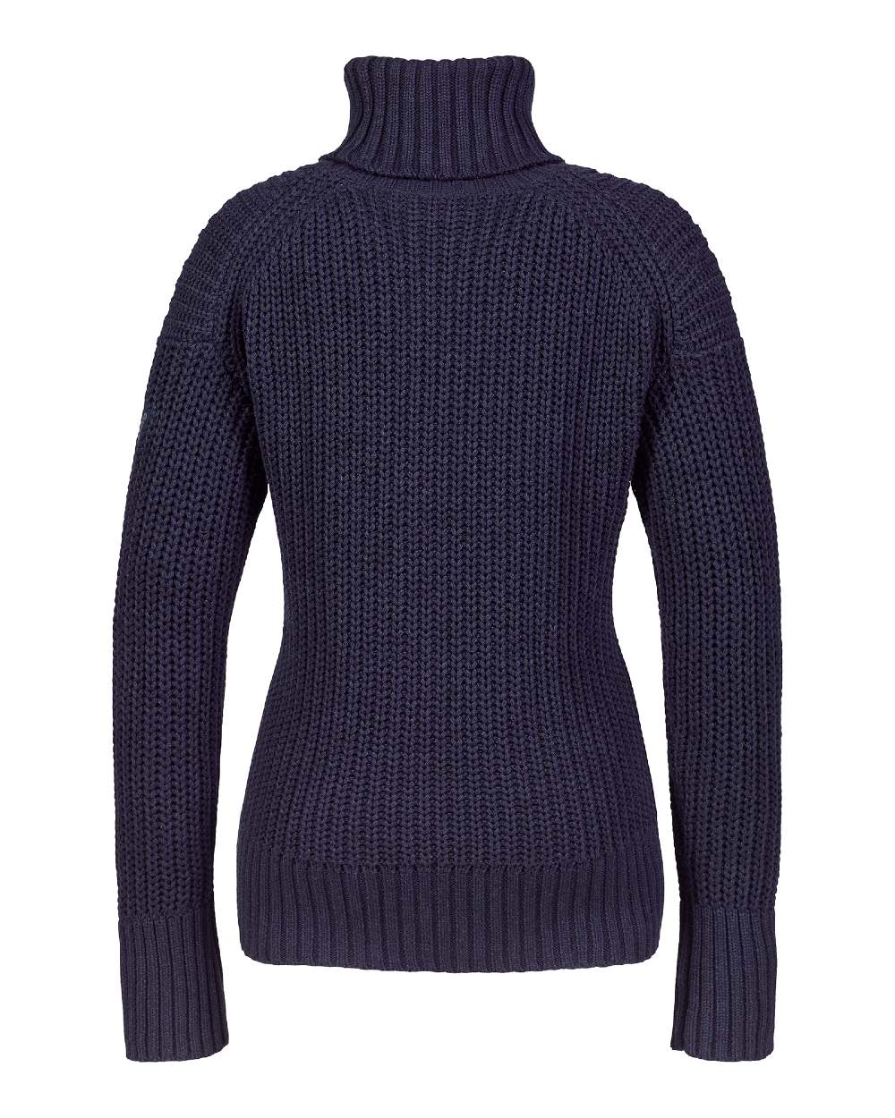 Navy coloured Musto Womens Marina Roll Neck Knit on white background 
