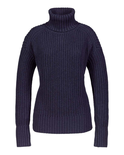 Navy coloured Musto Womens Marina Roll Neck Knit on white background 