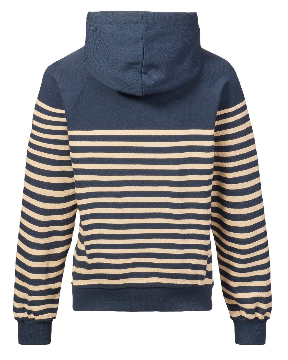 Navy/Beige Coloured Musto Womens Marina Stripe Hoodie On A White Background 