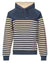 Navy/Beige Coloured Musto Womens Marina Stripe Hoodie On A White Background #colour_navy-beige