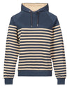 Navy/Beige Coloured Musto Womens Marina Stripe Hoodie On A White Background #colour_navy-beige
