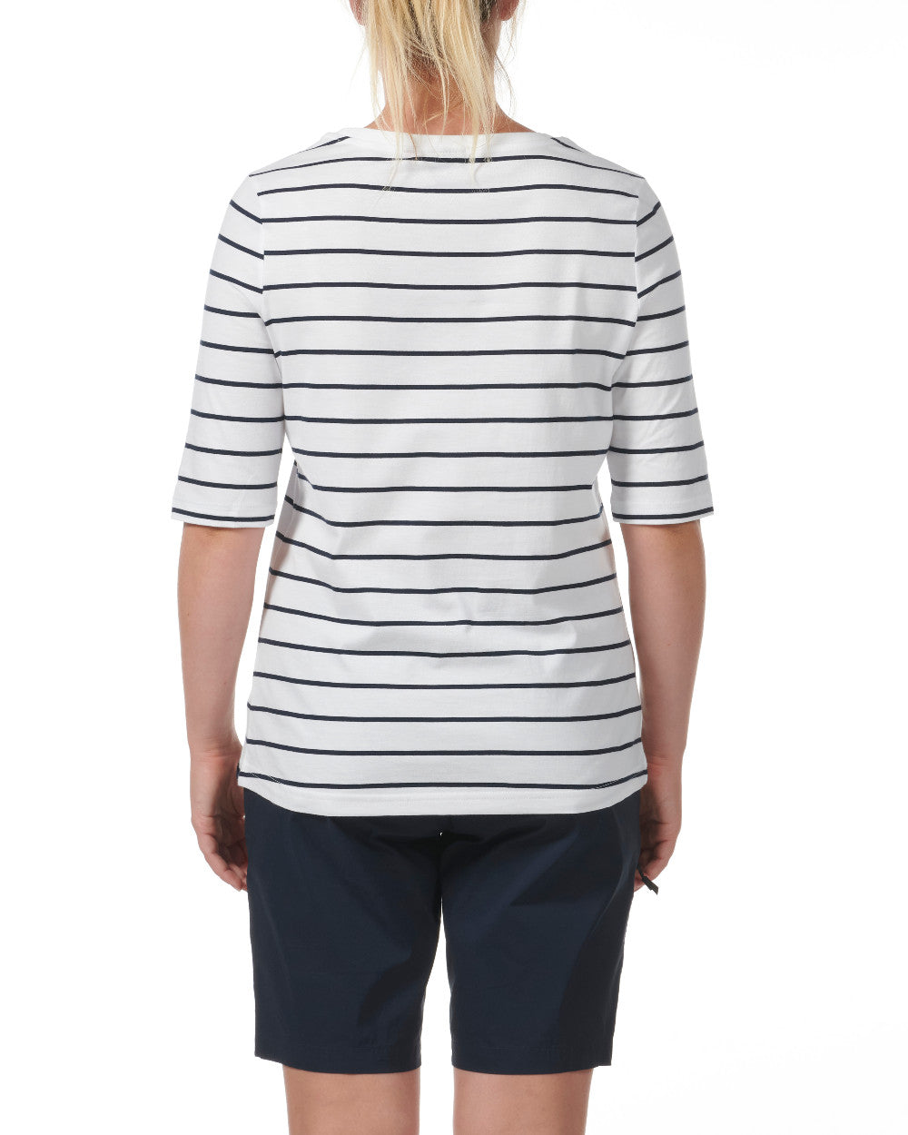 White Coloured Musto Womens Marina Stripe Short Sleeve T-Shirt On A White Background 