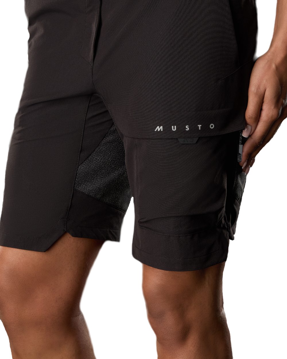 Black Coloured Musto Womens Performance Stretch Shorts on White Background
