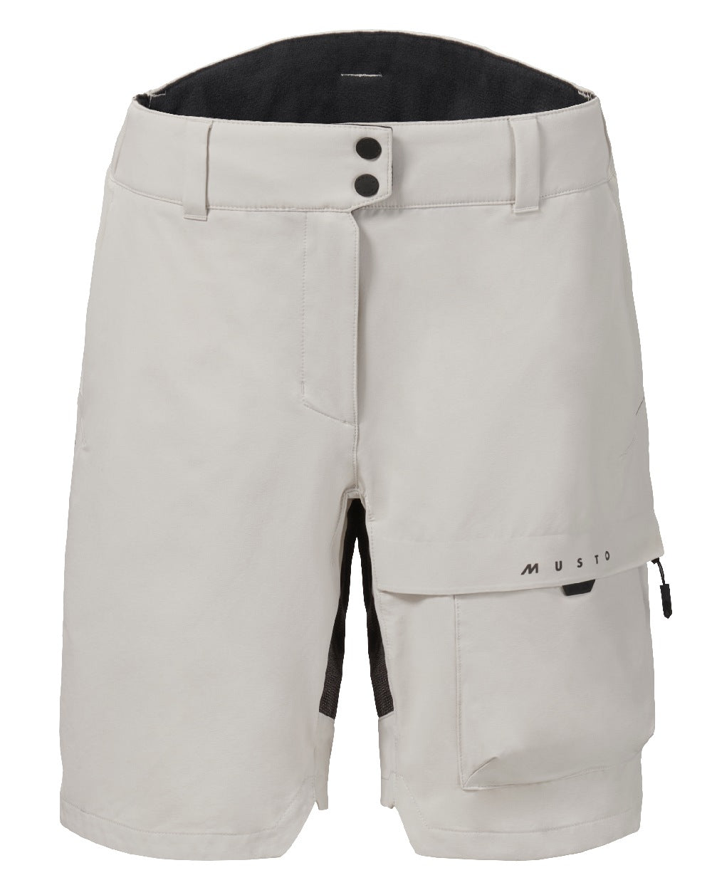 Platinum Coloured Musto Womens Performance Stretch Shorts on White Background
