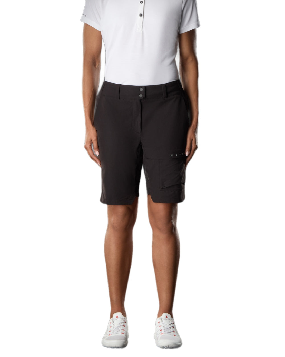 Black Coloured Musto Womens Performance Stretch Shorts on White Background
