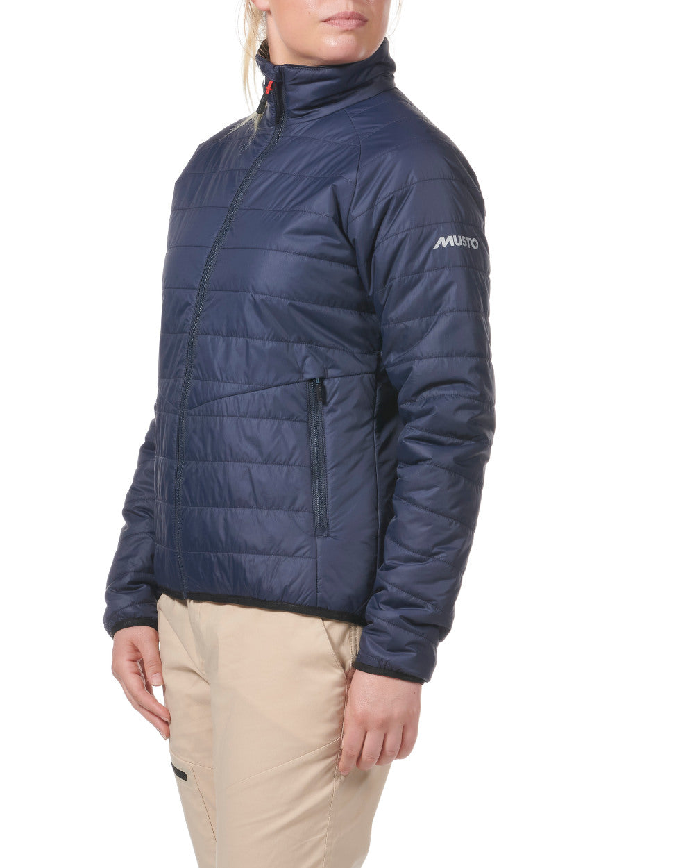 Navy Coloured Musto Womens Primaloft Jacket On A White Background 