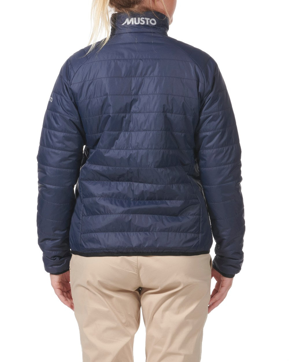 Navy Coloured Musto Womens Primaloft Jacket On A White Background 