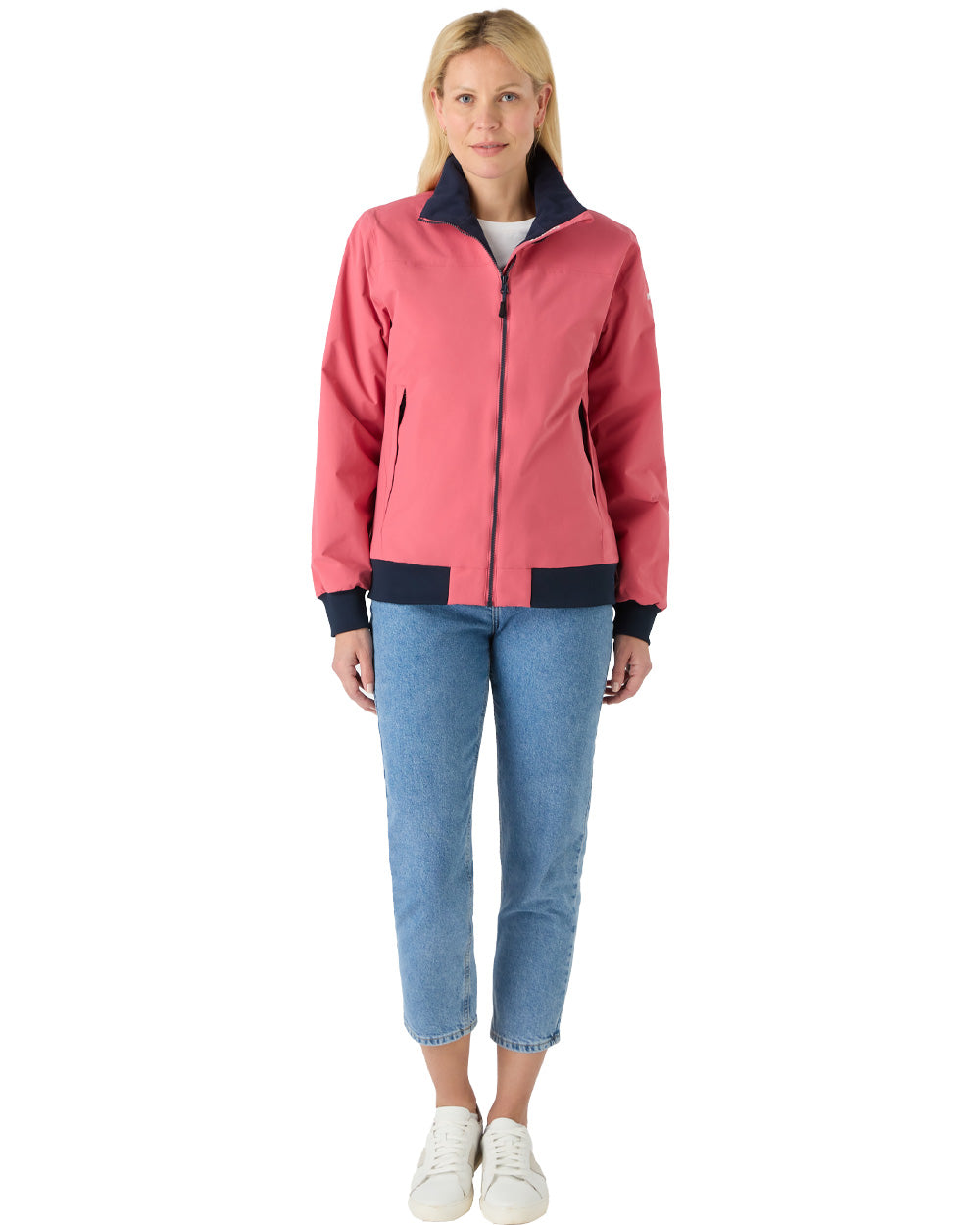 Sweet Raspberry coloured Musto Womens Snug Blouson Jacket on White background 