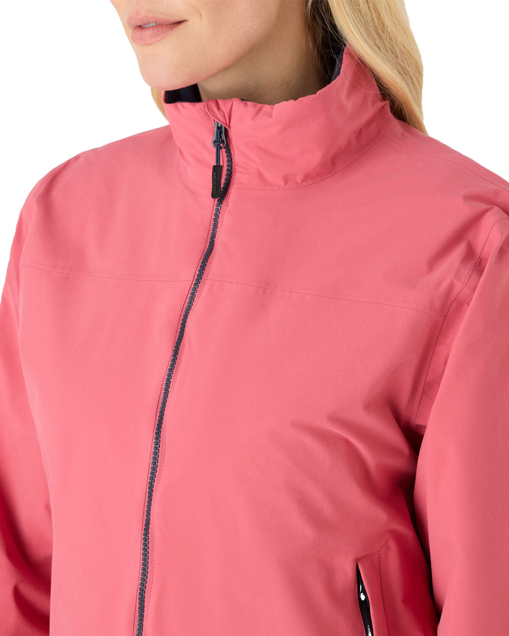 Sweet Raspberry coloured Musto Womens Snug Blouson Jacket on White background 