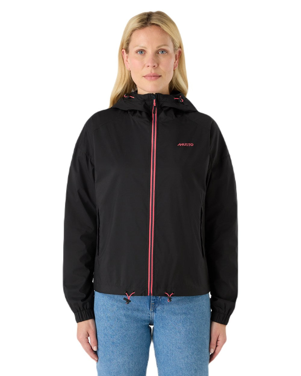 Black Coloured Musto Womens Windbreaker Jacket On A White Background 