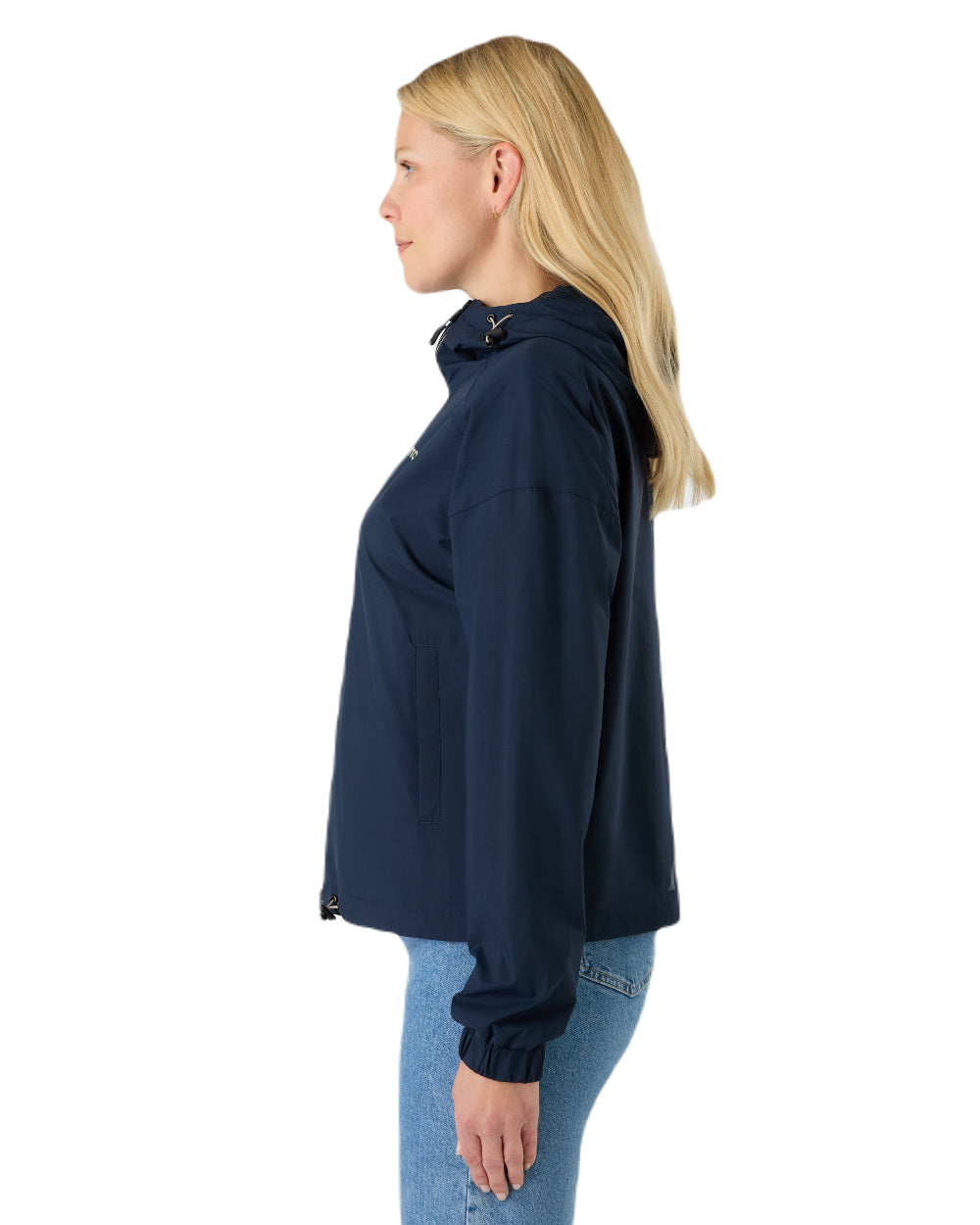 Navy Coloured Musto Womens Windbreaker Jacket On A White Background 