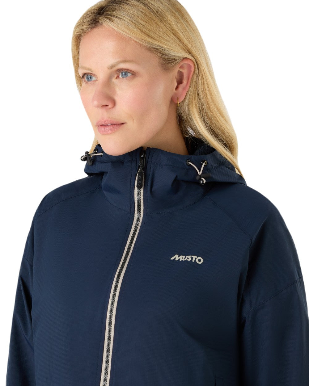 Navy Coloured Musto Womens Windbreaker Jacket On A White Background 