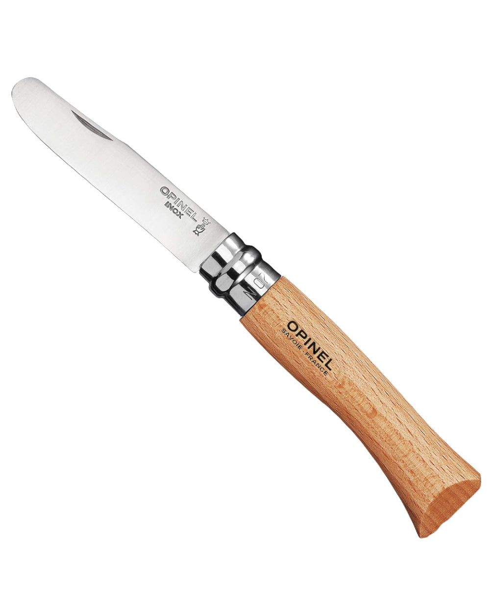 Opinel No. 7 Round Ended Knife - Natural On A White Background