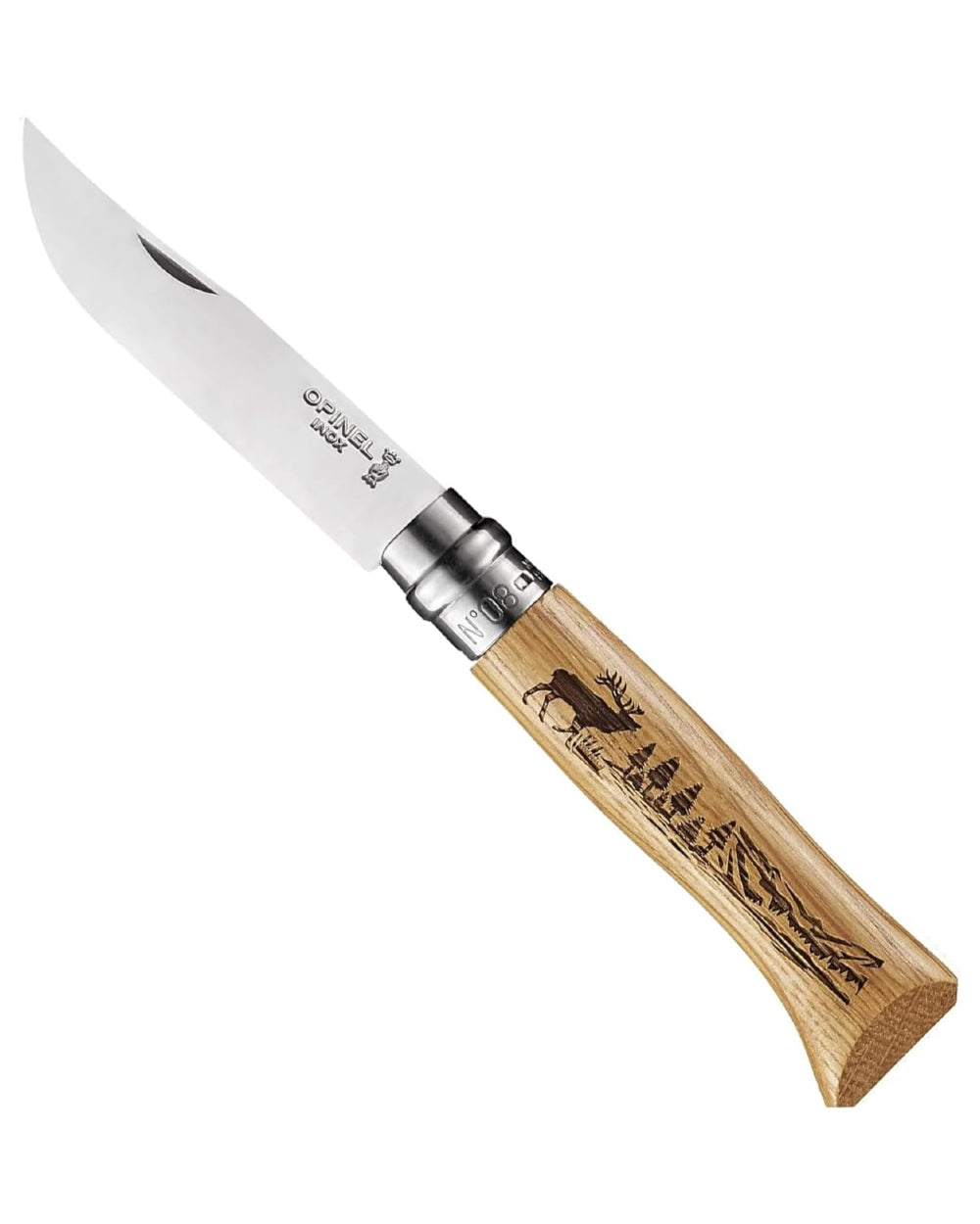 Deer Coloured Opinel No.8 Animalia Knife On A White Background 