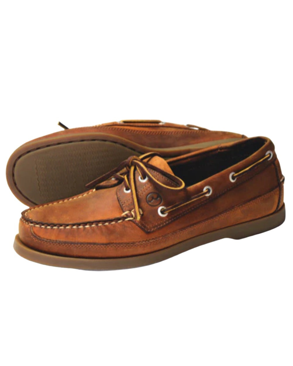 Sand Coloured Orca Bay Augusta Mens Deck Shoes On A White Background 
