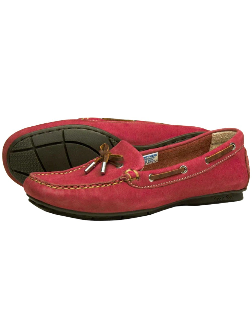 Berry Coloured Orca Bay Ballena Womens Loafers On A White Background 