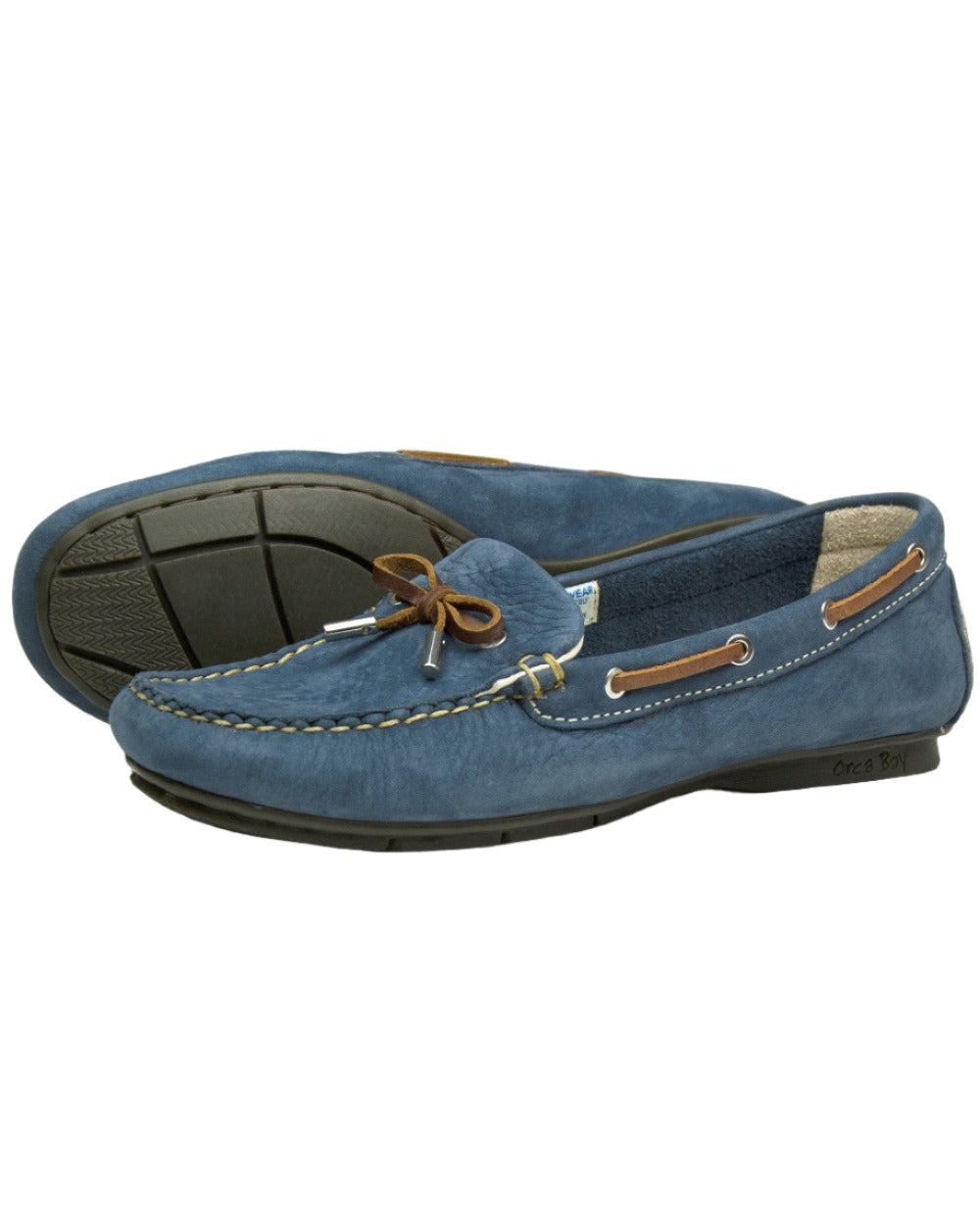 Denim Coloured Orca Bay Ballena Womens Loafers On A White Background 