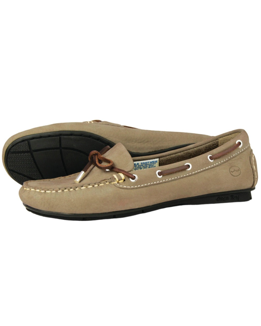 Taupe Coloured Orca Bay Ballena Womens Loafers On A White Background 