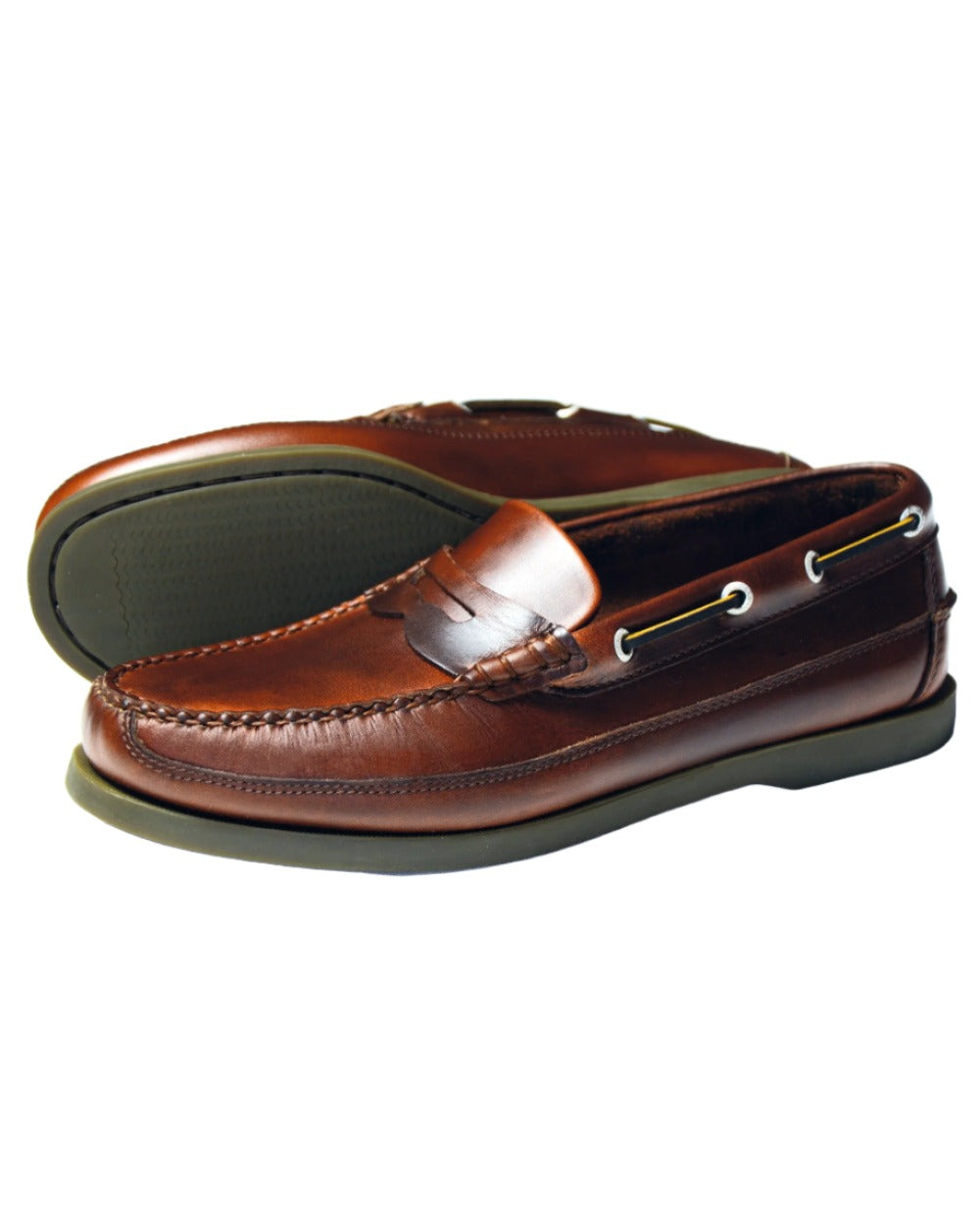 Elk Coloured Orca Bay Fripp Mens Leather Loafers On A White Background 