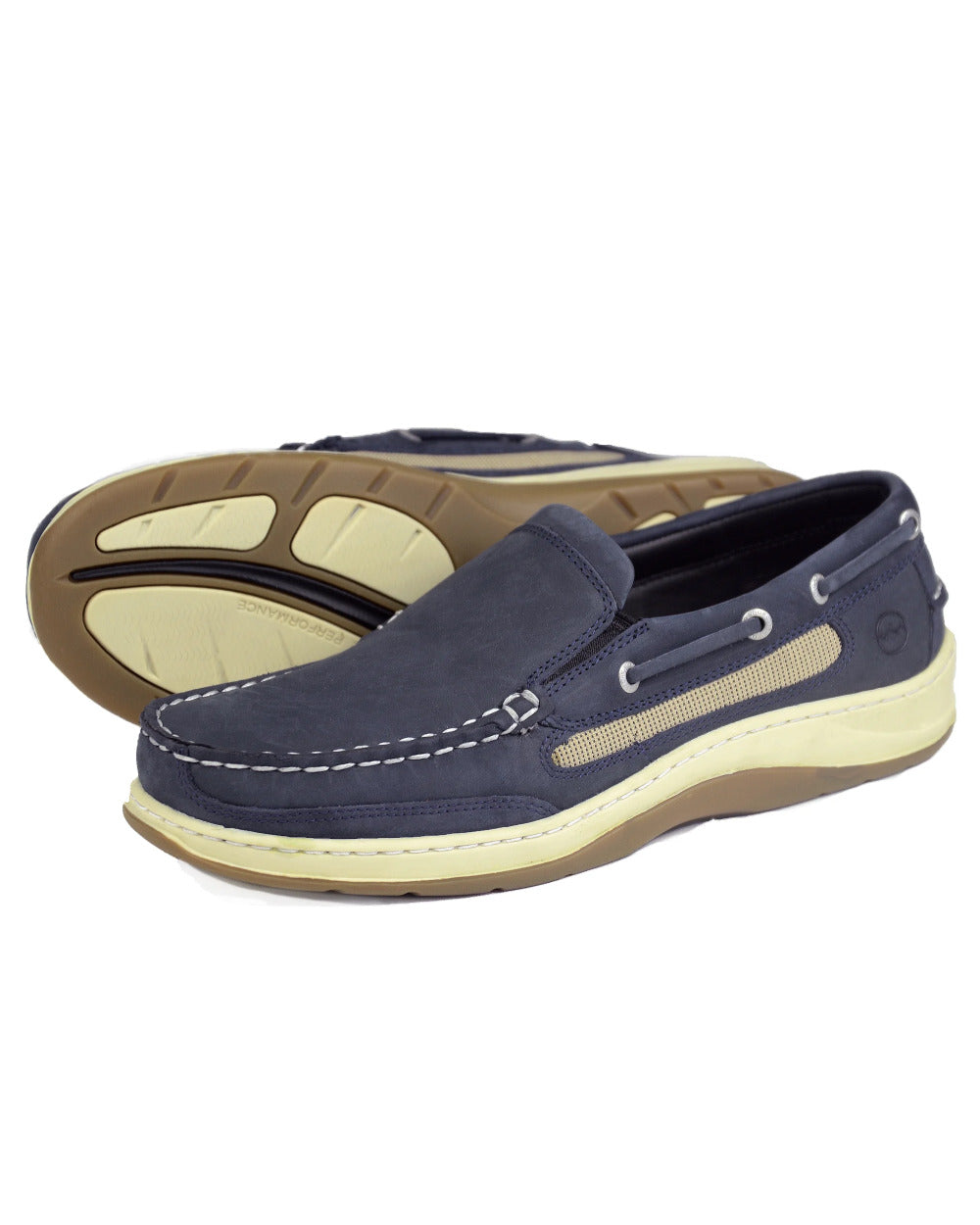 Navy Coloured Orca Bay Mens Largs Loafers On A White Background 