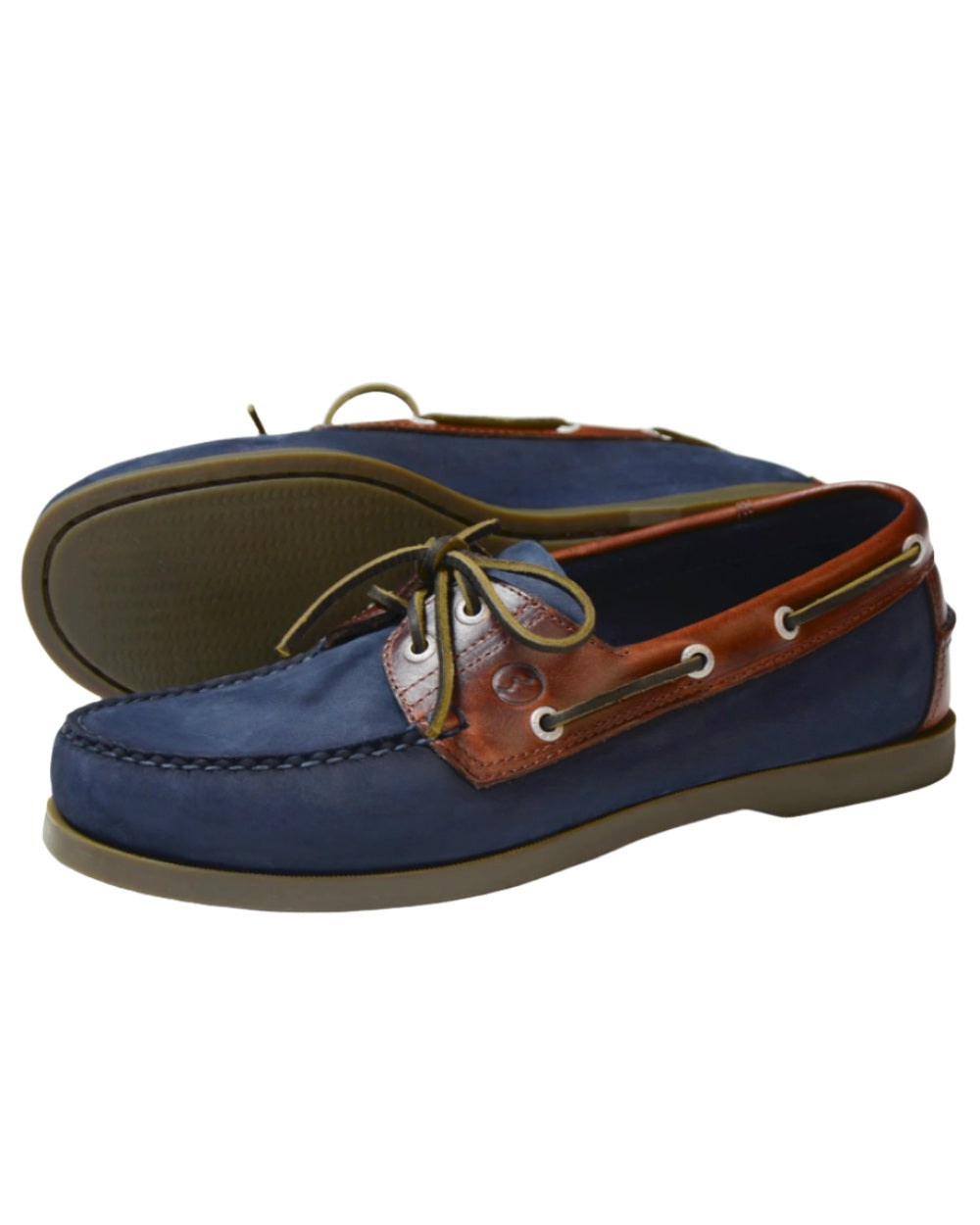 Navy/Oak Coloured Orca Bay Oakland Mens Deck Shoes On A White Background 