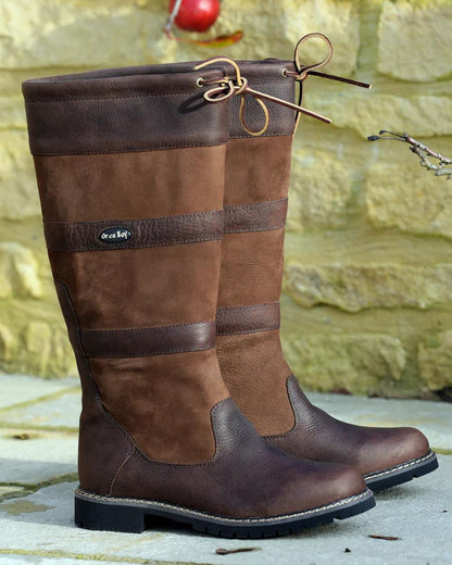 Brown Coloured Orca Bay Orkney R-Fit Country Boots On A Wall Background