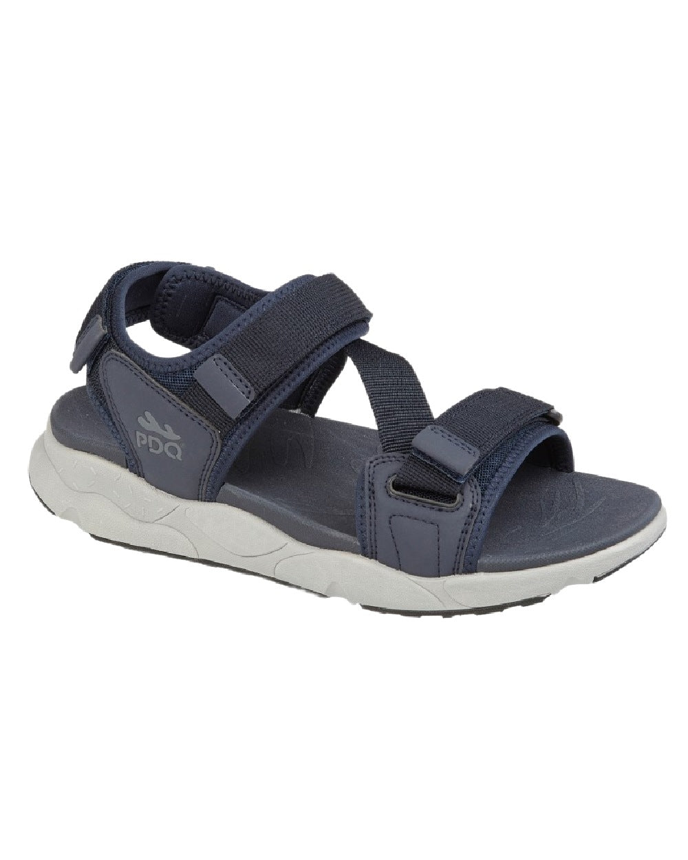 Navy Coloured PDQ Mens Webbed Triple Touch Fastening Sports Sandals on White Background
