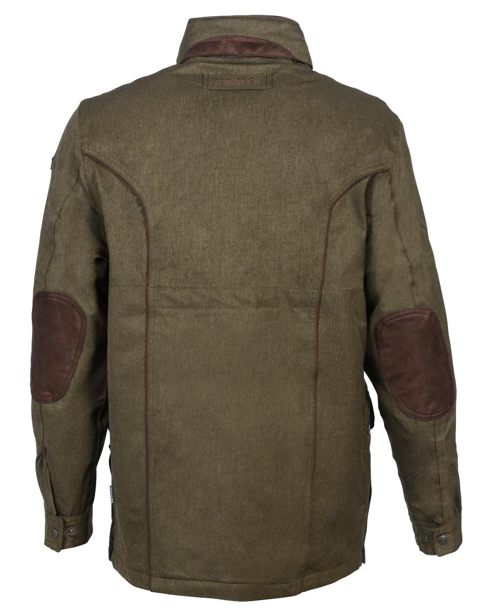 Khaki coloured Percussion Berry Waterproof Jacket on white background 