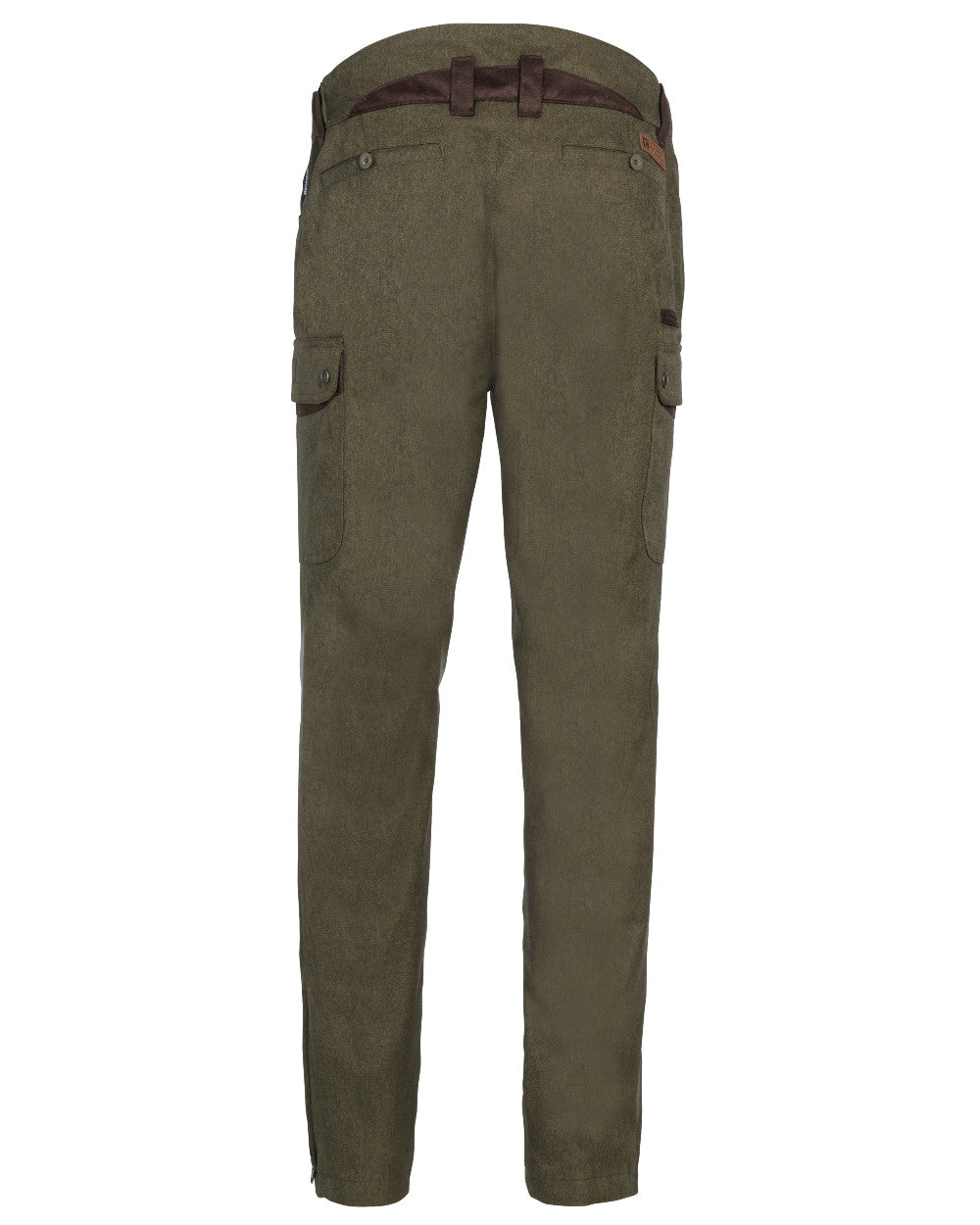 Khaki Coloured Percussion Berry Waterproof Trousers On A White Background