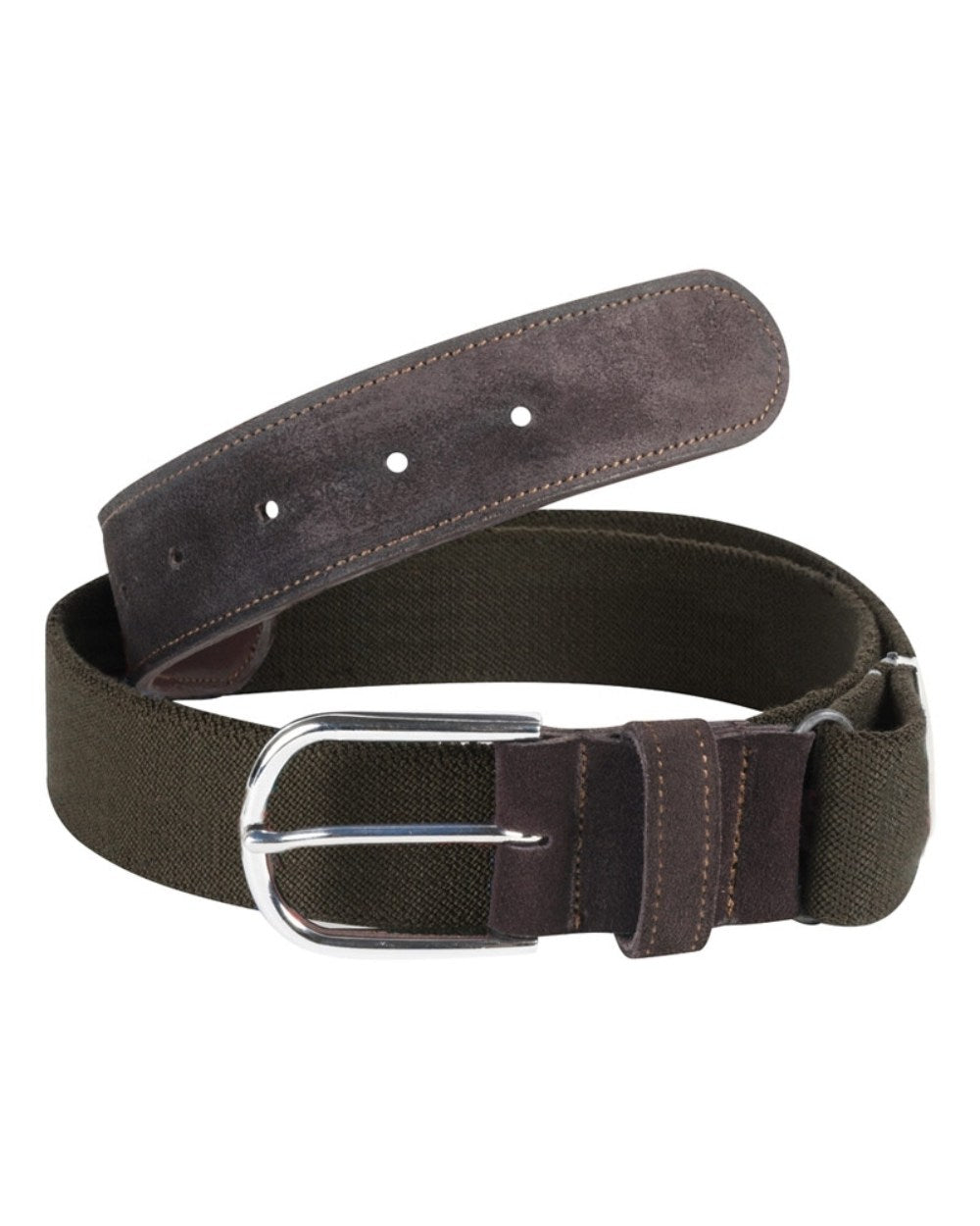 Brown Coloured Percussion Elasticated Belt On A White Background