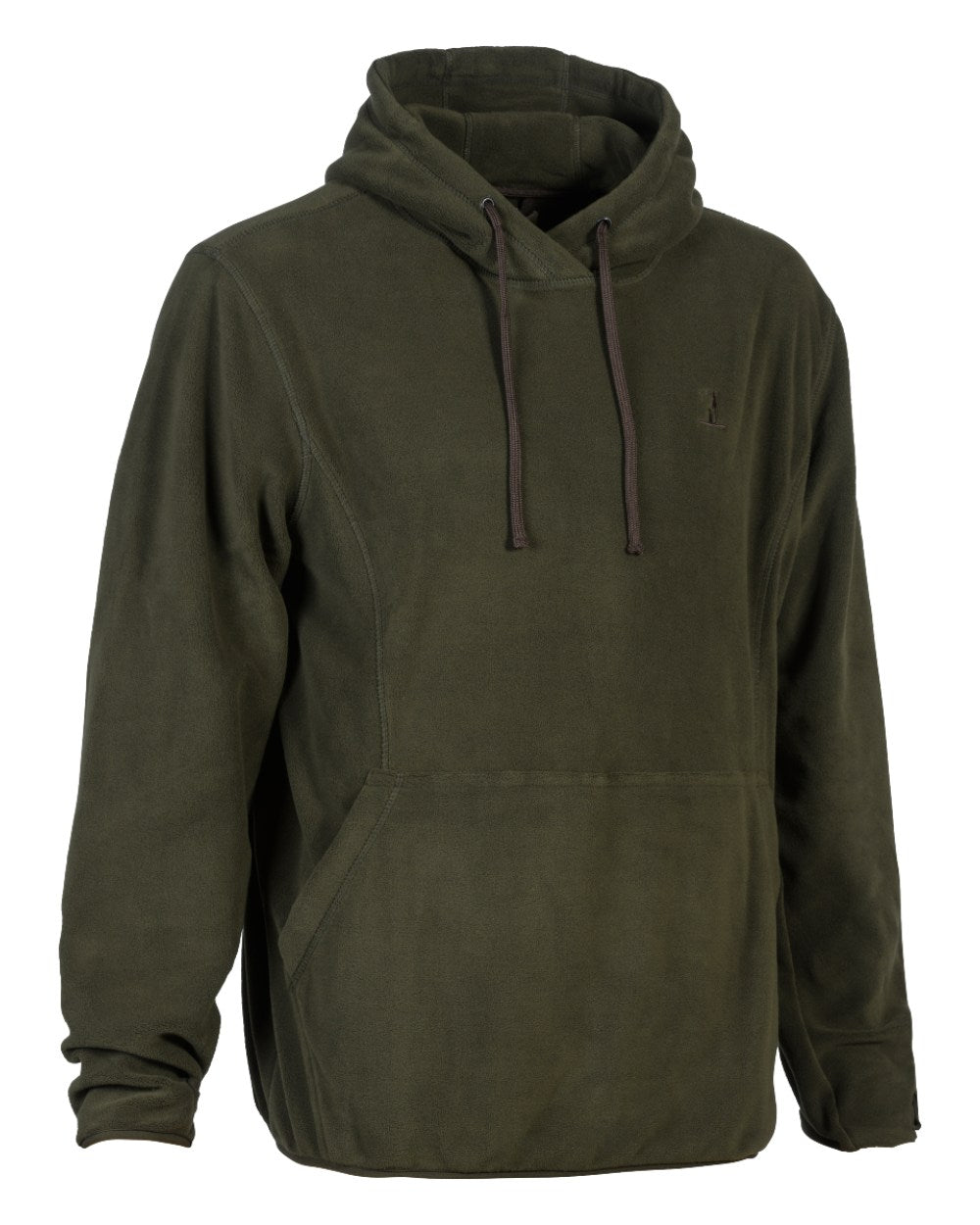 Khaki Coloured Percussion Fleece Hooded Sweatshirt On A White Background 