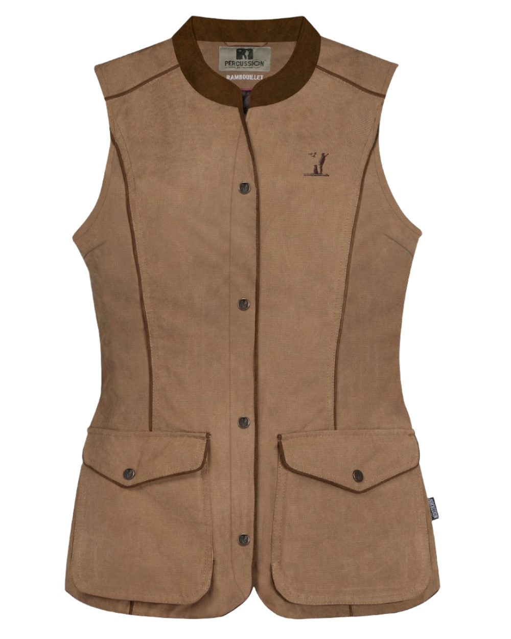 Brown Coloured Percussion Ladies Original Rambouillet Gilet On A White Background 