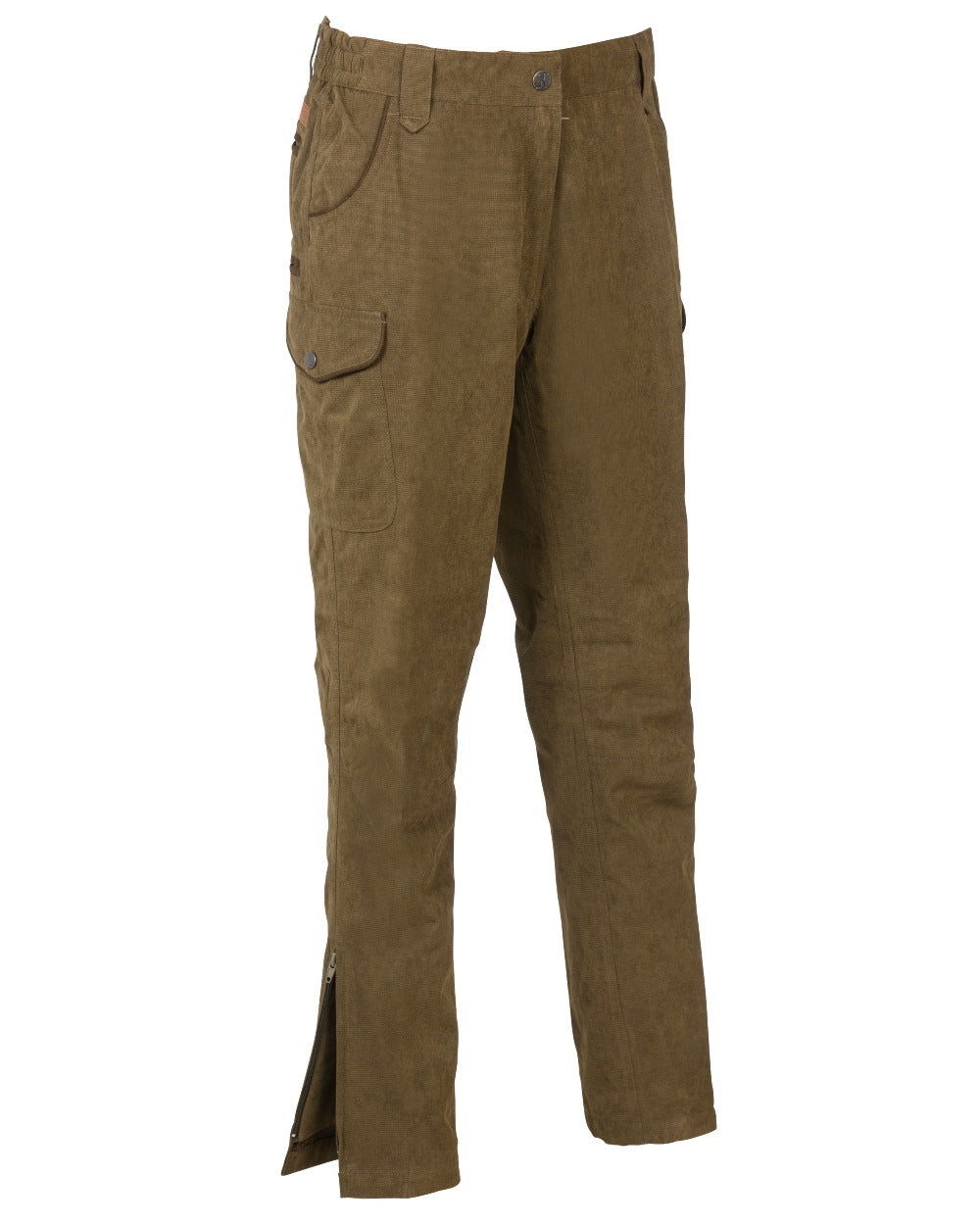 Khaki Coloured Percussion Womens Original Rambouillet Trousers On A White Background 