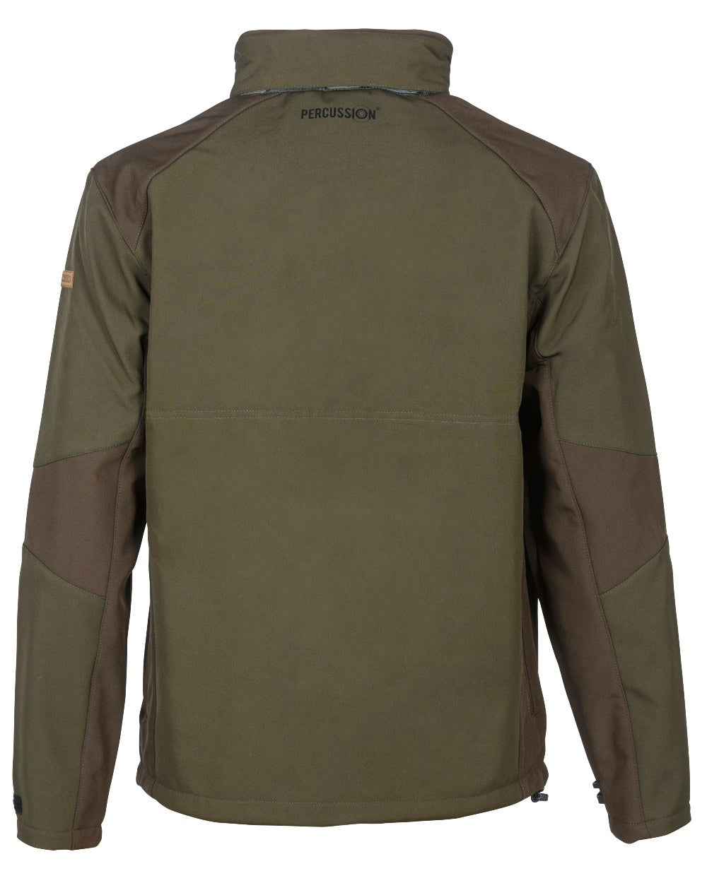 Green Brown Coloured Percussion Softshell Waterproof Jacket On A White Background