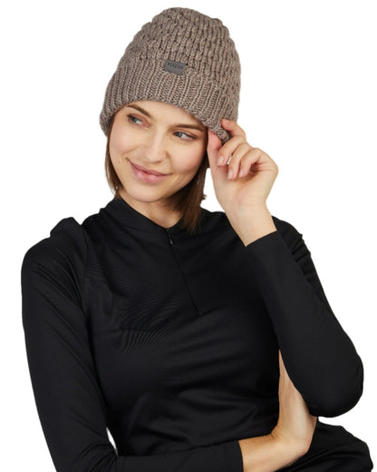 Dark Taupe Coloured Pikeur Beanie On A White Background 