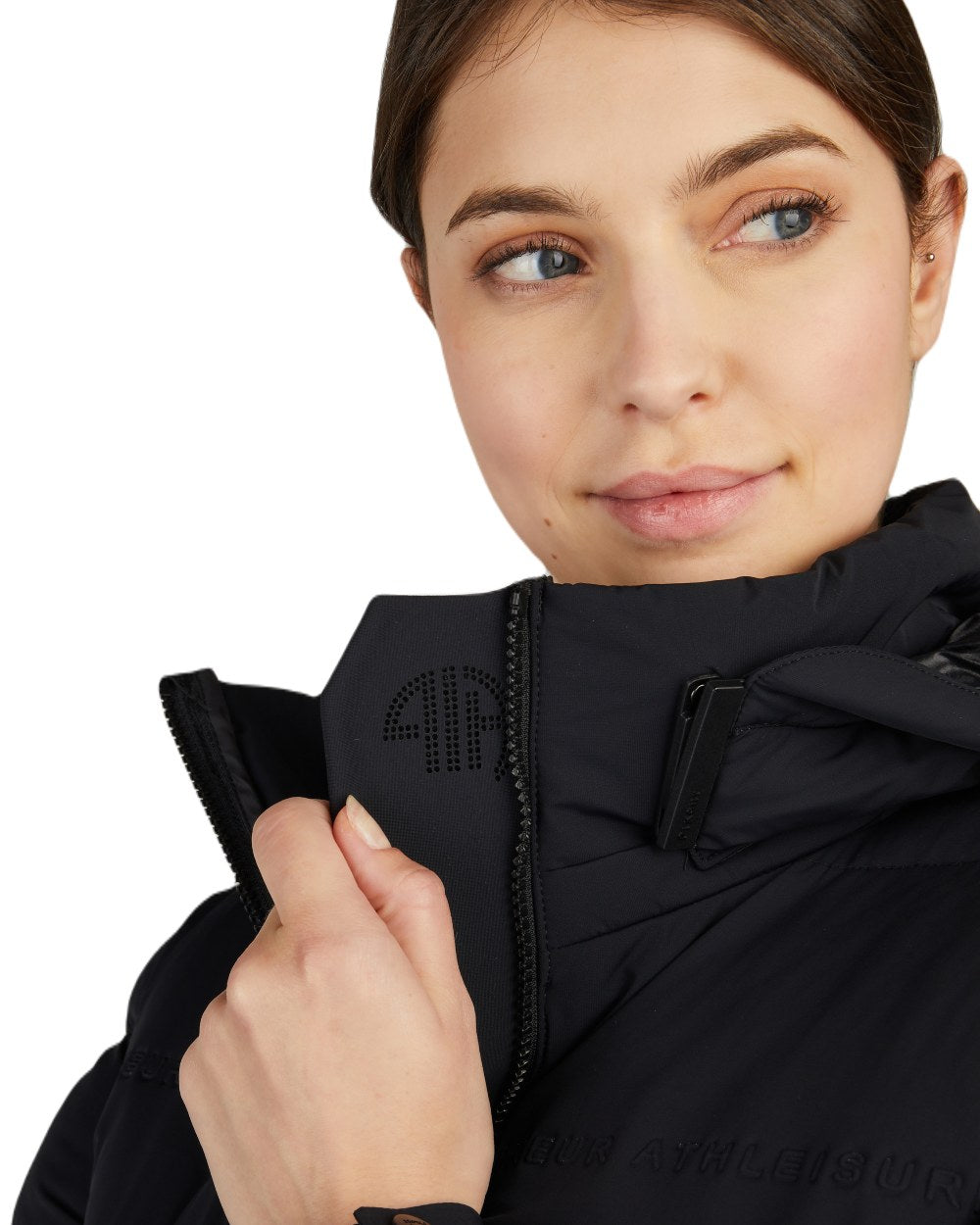 Black Coloured Pikeur Quilted Jacket On A White Background 