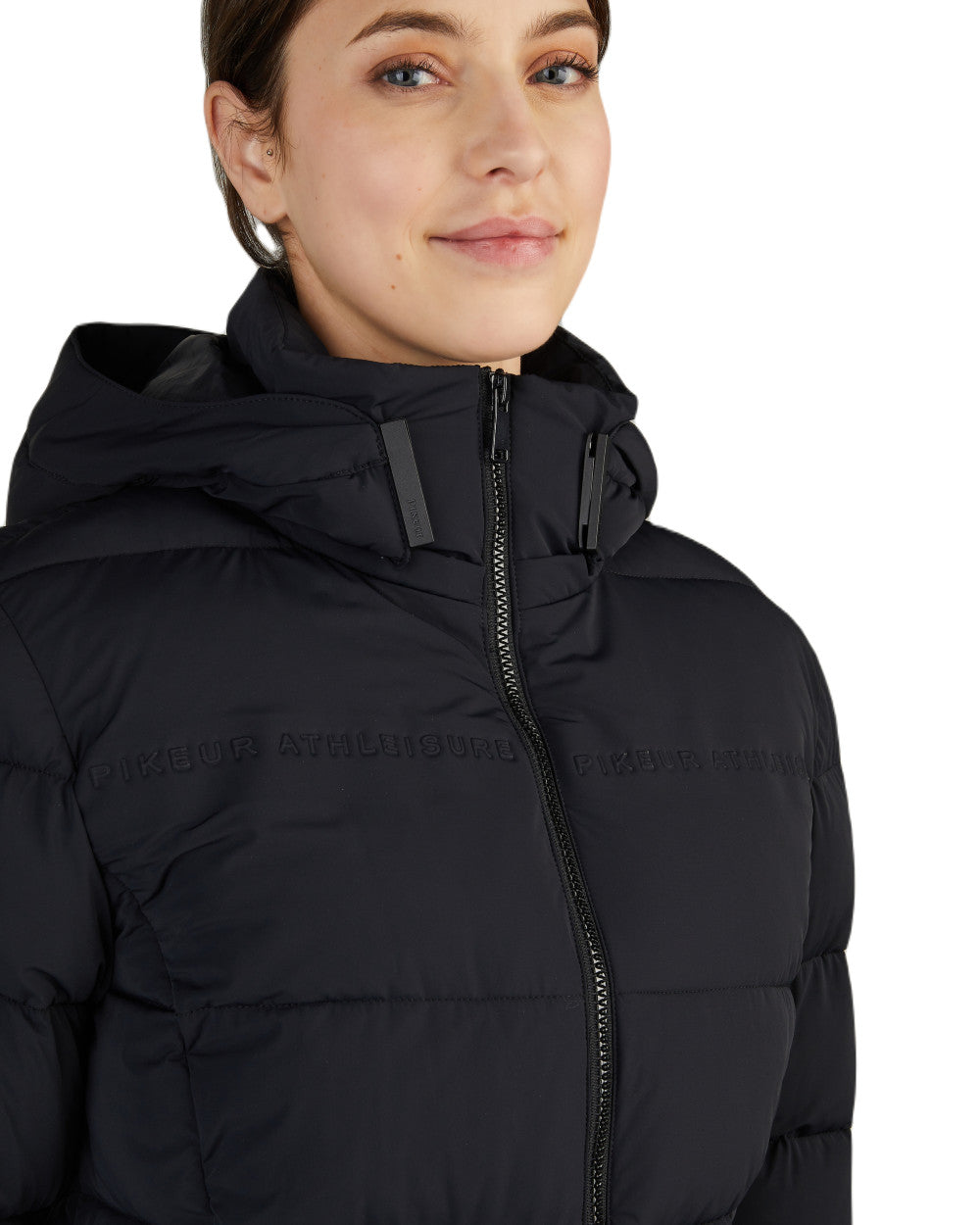 Black Coloured Pikeur Quilted Jacket On A White Background 