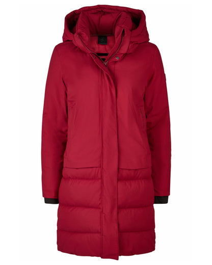 Rumba Red Coloured Pikeur Quilted Raincoat On A White Background 