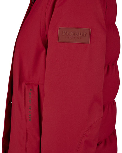 Rumba Red Coloured Pikeur Quilted Raincoat On A White Background 