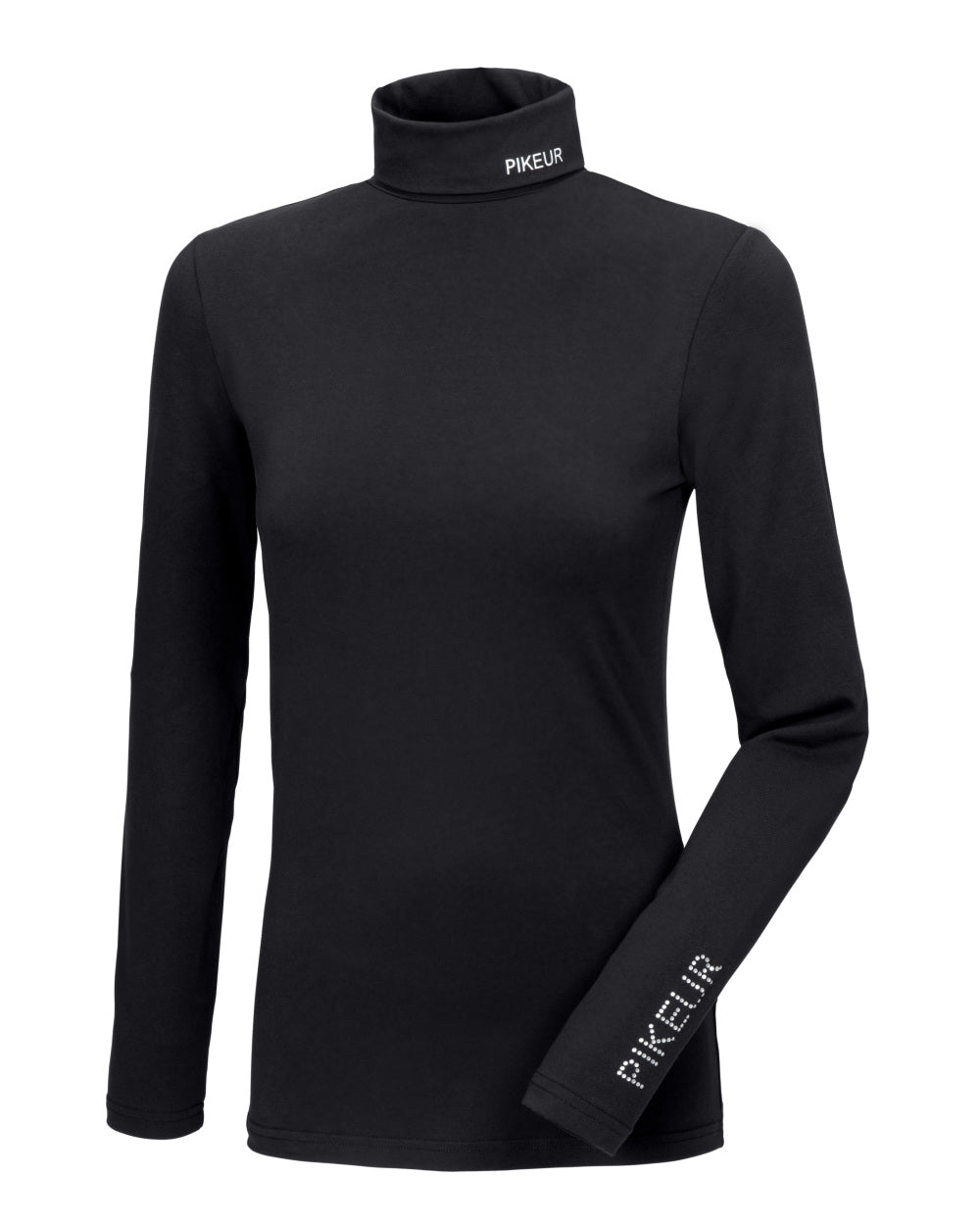 Black Coloured Pikeur Roll Neck Top On A White Background 