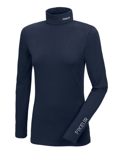 Night Blue Coloured Pikeur Roll Neck Top On A White Background 