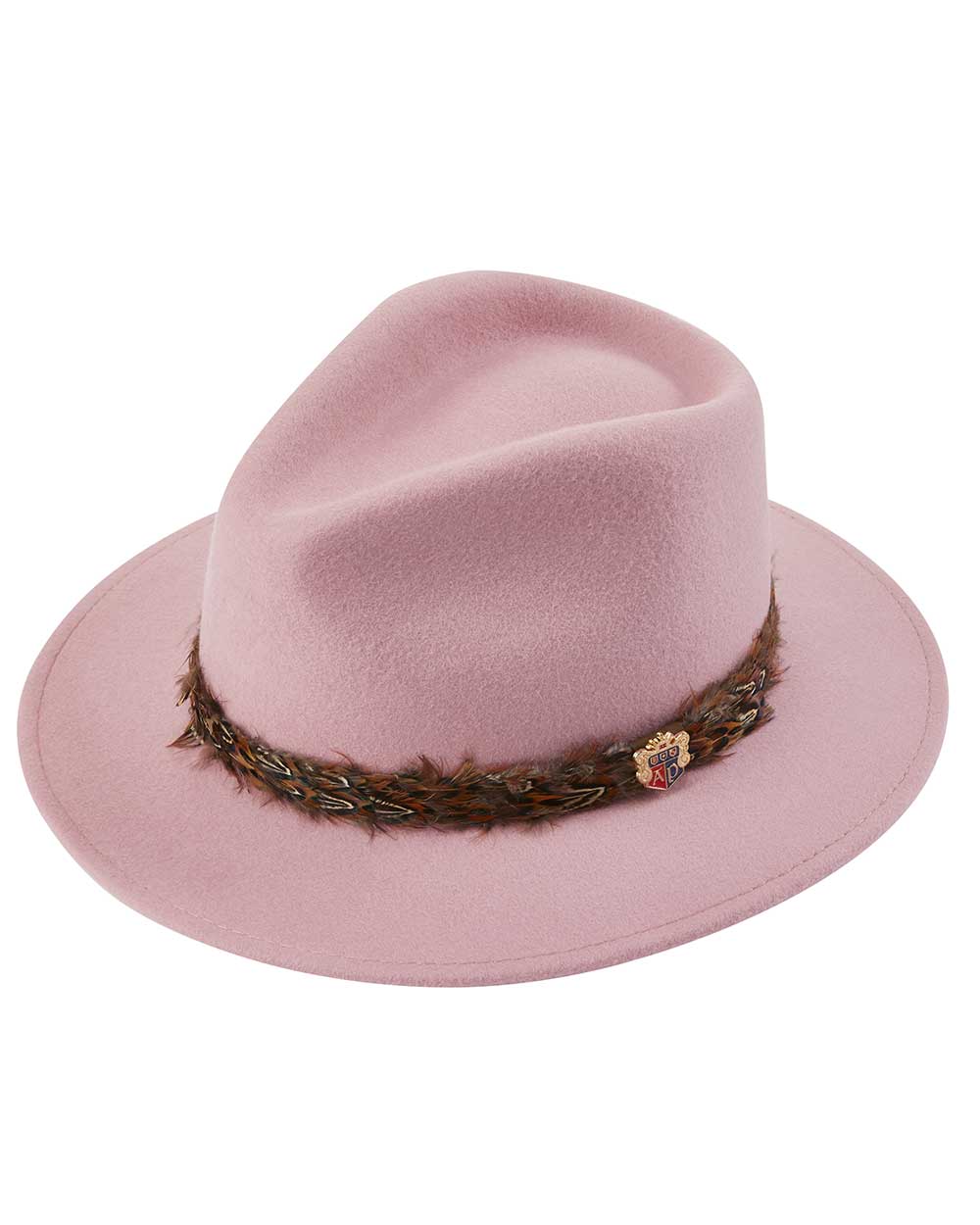 Pink Coloured Alan Paine Richmond Ladies Fedora On A White Background 