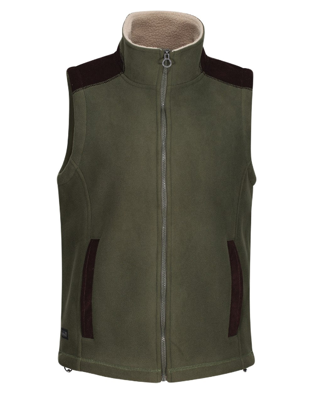 Dark Khaki Coloured Regatta Faversham Fleece Bodywarmer On A White Background 