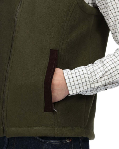 Dark Khaki Coloured Regatta Faversham Fleece Bodywarmer On A White Background 