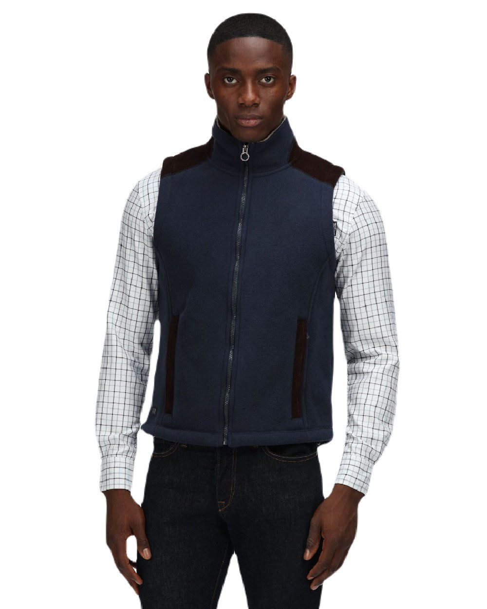 Navy Coloured Regatta Faversham Fleece Bodywarmer On A White Background 