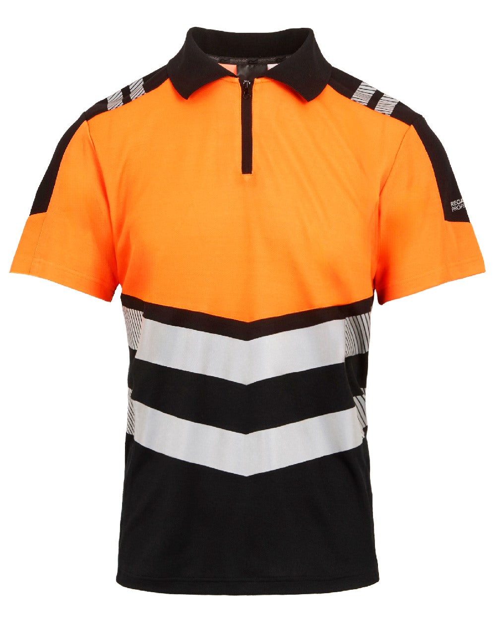 Black Orange Coloured Regatta Mens Hi-Vis X-Pro Polo Class 1 on White Background
