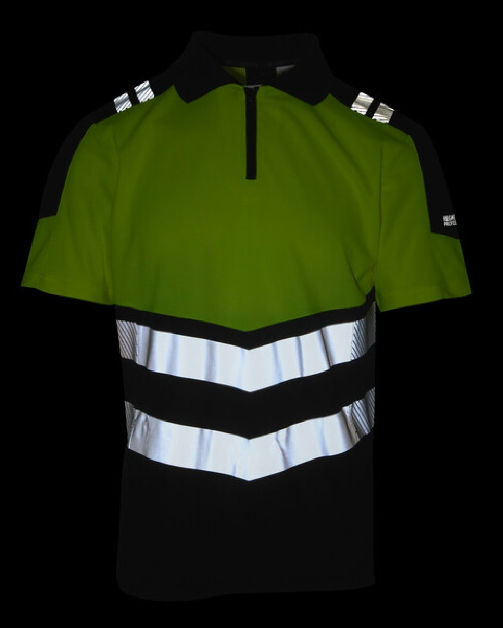 Black Yellow Coloured Regatta Mens Hi-Vis X-Pro Polo Class 1 on Black Background
