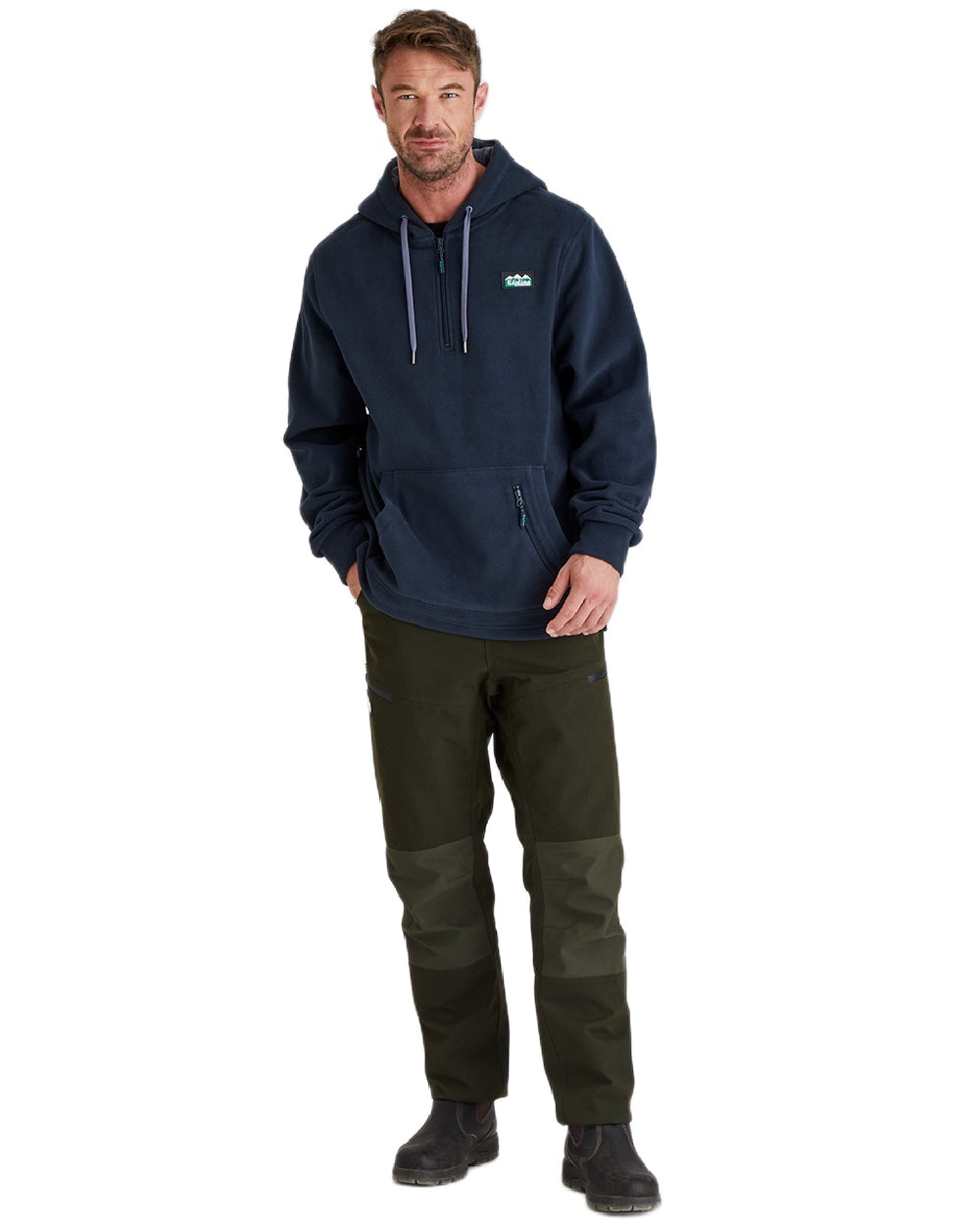 Navy Coloured Ridgeline Ballistic Hooded Fleece on white background 