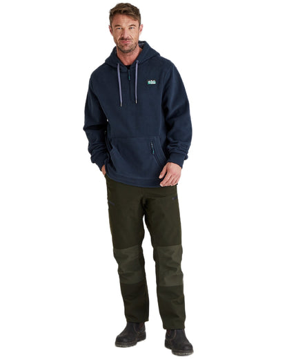 Navy Coloured Ridgeline Ballistic Hooded Fleece on white background 